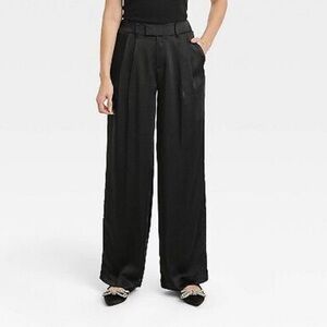 A New Day Women's High-Rise Wide Leg Satin Pants